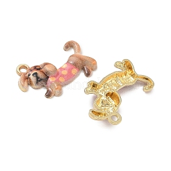 スプレープリント合金エナメルチャーム  犬の形のチャーム  ラックめっき  ゴールドカラー  砂茶色  15x24x4mm  穴：1.8mm&nbsp;ENAM-K076-41G-04