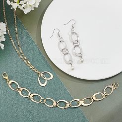 80個2色304ステンレススチールリンクリング  オーバル  ゴールデン·ステンレス鋼色  18x12x0.5~1mm  インナーサイズ：13x8mm  40個/カラー&nbsp;STAS-UN0021-76