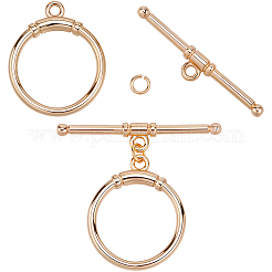 真鍮製マンテル  丸カン付き  リング  18KGP本金メッキ  25x14x2.5mm  穴：1.6mm  10pc&nbsp;KK-BBC0021-22C-G