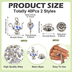 40Pcs 2 Styles Tibetan Style Alloy Charms&nbsp;FIND-TA0009-22