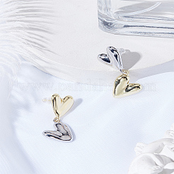 1Pair Two Tone Heart Metal Dangle Stud Earrings for Women&nbsp;EJEW-LP0008-042