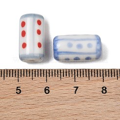 手作りの陶器ビーズ  手描き  ファミーユは磁器バラ  水玉模様の列  ミックスカラー  17x9x9mm  穴：2.5mm&nbsp;PR-CBA616C-06