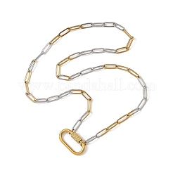 3.5MM Duo Tone Brass Paperclip Chain Necklaces with 304 Stainless Steel Screw Clasps&nbsp;NJEW-JN06537