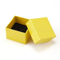厚紙ジュエリーイヤリングボックス  黒いスポンジを使って  ジュエリーギフト包装用  きいろ  5x5x3.4cm&nbsp;CBOX-L007-005B