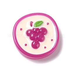 秋のテーマ オペーク レジン カボション  DIYアクセサリー  電話ケースの装飾  ぶどう柄のフラットラウンド  赤ミディアム紫  22~22.5x6mm&nbsp;CRES-M010-01