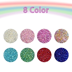 8色DIY3Dネイルアートデコレーションミニガラスビーズ  小さなキャビアネイルビーズ  ミックスカラー  0.4~3mm  14g /カラー  112グラム&nbsp;GLAA-YW0001-36