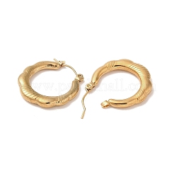女性用フラワー 201 ステンレススチール ハーフフープ イヤリング  304ステンレスピン付き  ゴールドカラー  24.5x3.5mm&nbsp;EJEW-G385-11G