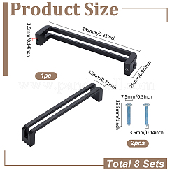 合金製ドアハンドル  キャビネットドアストラップ交換用アクセサリー  ブラック  135x18x25mm&nbsp;PALLOY-WH0816-030EB