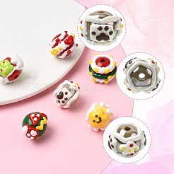 6個 6種類のクリスマス手描きアクリル製エナメルビーズ付き  ラウンド  混合図形  17~22.5x17~22x15mm  穴：3.5mm  1個/スタイル&nbsp;MACR-FS0002-42