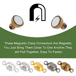 Round Brass Magnetic Clasps with Loops&nbsp;KK-PH0026-07M