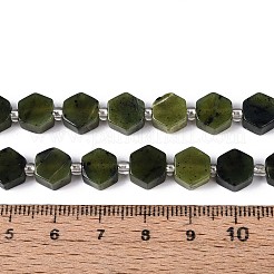 天然カナダ翡翠ビーズ連売り  六角  シードビーズで  8~10x8~10x4~5mm  穴：0.9~1mm  約18~19個/連  7.68~8.07''（19.5~20.5センチメートル）&nbsp;G-P534-A18-01