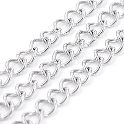 変色しにくい304ステンレススチールカーブチェーン  ツイストチェーン  ハンダ付け  ステンレス鋼色  4x3x0.6mm&nbsp;CHS-F006-04B-P