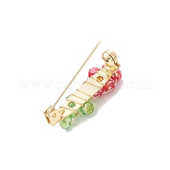 5色の花のガラスブローチ5個  バックパック用の真鍮製ラペルピン  ミックスカラー  11x27.5mm  1pc /カラー&nbsp;JEWB-TA00019