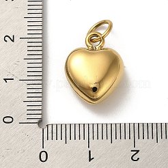 イオンプレーティング（IP）304ステンレスペンダント  ハートチャーム  ゴールドカラー  14x13x6mm  穴：5mm&nbsp;STAS-G348-03B-G