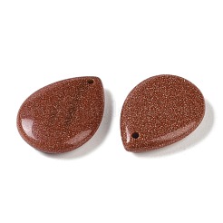 合成ゴールドストーン金砂石ペンダント  ティアドロップチャーム  33~33.5x24.5~25x7.5~8mm  穴：2~2.3mm&nbsp;G-G115-02F