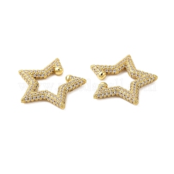 スターキュービックジルコニアカフイヤリング  女性用真鍮ピアス  ゴールドカラー  27.5x3.5mm&nbsp;KK-A228-06G