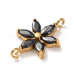 304 Stainless Steel Pave Cubic Zirconia Flower Links Connector Charms&nbsp;STAS-T026-03C-01G