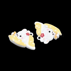 合金ペンダント  眠っているウサギのチャーム  焼き付け塗料  きいろ  14x20x5.5mm  穴：1.2mm&nbsp;FIND-E055-02A