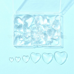 48個 6スタイルの透明ハートガラスカボション  透明  10~29x10~30x4~7mm  8個/スタイル&nbsp;GGLA-FS0001-07