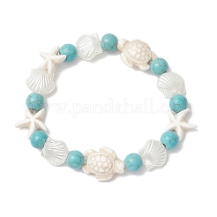 Synthetic Turquoise Beaded Stretch Bracelets&nbsp;BJEW-JB11861