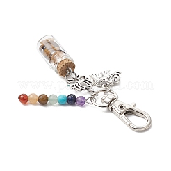 Glass Wishing Bottle with Chakra Natural & Synthetic Gemstone Chips inside Pendant Decorations&nbsp;HJEW-JM03044