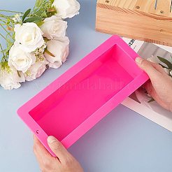 長方形石鹸シリコンモールド  DIYケーキ用  チョコレート  キャンディ  トースト  ショッキングピンク  295x130x66mm  内径：255x90mm&nbsp;DIY-WH0183-48