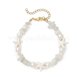 Starfish Synthetic Turquoise & Natural Moonstone Chip Beaded Bracelets for Women&nbsp;BJEW-JB11264-02