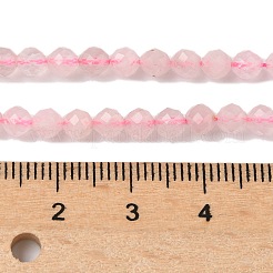 天然石ローズクォーツビーズ連売り  ラウンド  多面カット  4mm  穴：0.6mm  約94個/連  14.96