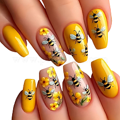 Bees Pattern Plastic Full Cover Press On False Nails&nbsp;MRMJ-CP0001-73