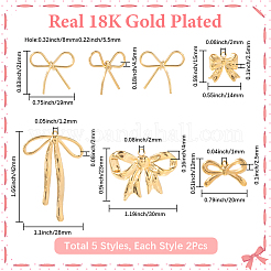 10個5スタイル304ステンレススチールペンダント  ちょう結びチャーム  18KGP本金メッキ  13~42x15~30x2~4.5mm  穴：1.2~8mm  2個/スタイル&nbsp;STAS-SC0010-12
