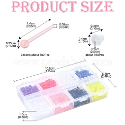 7色のプラスチック製小さなボールスタッドピアス  女性用ポストイヤリング  150個のプラスチック製イヤーナット付き  ミックスカラー  4~14x2.5~4mm&nbsp;EJEW-YW0001-10