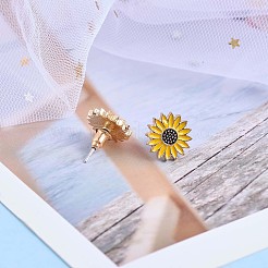 Enamel Sunflower Pendant Necklace and Stud Earrings&nbsp;JX217A
