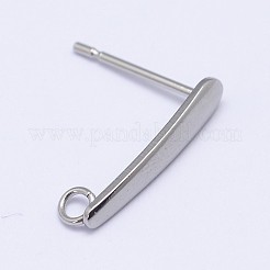 変色しない304ステンレススチールスタッドピアス金具  カン付き  ステンレス鋼色  15x3mm  穴：1.8mm  ピン：0.7mm&nbsp;X-STAS-D118