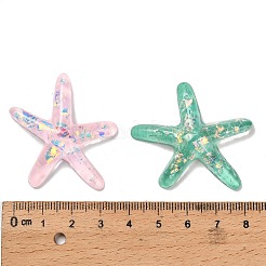 透明樹脂カボション  スパンコール入り  ヒトデ  40x39x9.5mm&nbsp;CRES-I047-01A