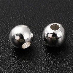 真鍮ビーズ  カドミウムフリー＆鉛フリー  長持ちメッキ  ラウンド  3.5mm  穴：1.3mm&nbsp;KK-H759-24B-S
