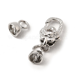 Flower Brass Micro Pave Clear Cubic Zirconia Lobster Claw Clasps&nbsp;KK-U059-49P