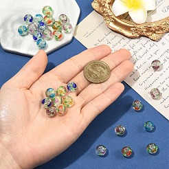 30Pcs 6 Colors Handmade Foil Lampwork Beads&nbsp;FOIL-YW0001-04