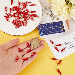 100本合金エナメルペンダント  カドミウムフリー＆ニッケルフリー＆鉛フリー  ライトゴールド  ホット・ホーン・オブ・プリーツ/イタリアン・ホルン・コルニチェロ・チャーム  レッド  21x6x6mm  穴：2mm&nbsp;ENAM-SC0004-88