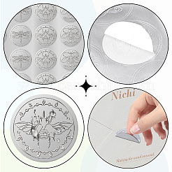 銀箔紙ピクチャーステッカー24枚  丸いドット装飾ステッカー  昆虫  205x210mm  ステッカー：38.1mm  25pcs /シート&nbsp;STIC-WH0031-003