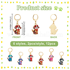 12Pcs 6 Styles Dog Alloy Enamel Pendant Locking Stitch Markers&nbsp;HJEW-NB00265