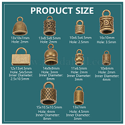 120Pcs 10 Styles Tibetan Style Alloy Cord Ends&nbsp;TIBE-PH0002-20