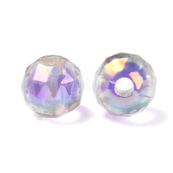 UVメッキ透明アクリルヨーロピアンビーズ  大穴ビーズ  ラウンド  青紫色  13.5x13mm  穴：4mm&nbsp;OACR-F004-03G