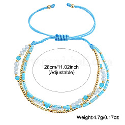 Beachy Style Brass & Glass & Seed Beaded Multi-Layer Bracelets&nbsp;BK3958-2