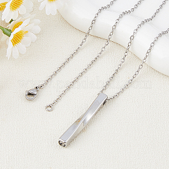 304 Stainless Steel Twisted Rectangle Pendant Urn Ashes Necklaces&nbsp;NJEW-WH0036-029P