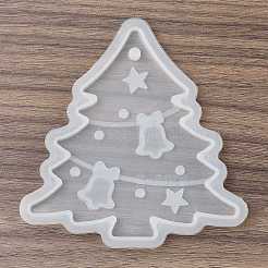クリスマステーマの DIY シリコンペンダント型  レジン型  ホワイト  クリスマスツリー  100x95x6mm  穴：5mm&nbsp;SIMO-G007-01A