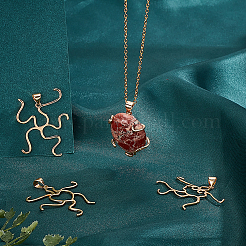 4Pcs 4 Styles Brass Pendant Cabochon Settings&nbsp;KK-PH0010-44G