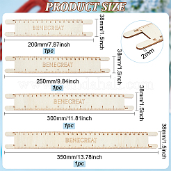 木製編組コードメジャー定規  測定ツール  長方形  ベージュ  20~35x3.8x0.2cm  4個/セット&nbsp;TOOL-WH0155-74D