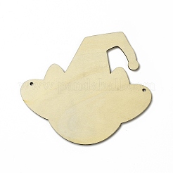 片面プリントウッドビッグペンダント  ハロウィンチャーム  猫の形  137x148x3.5mm  穴：4mm&nbsp;WOOD-I010-10A