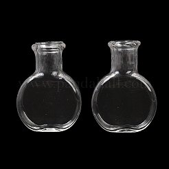 透明なガラスビーズ容器  フラットラウンド  透明  2x1x2.75cm  内径：0.6のCM&nbsp;GLAA-G123-04