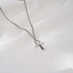 Religion 304 Stainless Steel Ancient Egyptian Ankh Cross Pendant Twisted Chain Necklaces&nbsp;SP7905-2